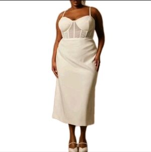 Bridal by ELOQUII Sheer Bodice Structured Dress White Size 16 NWT Strapless